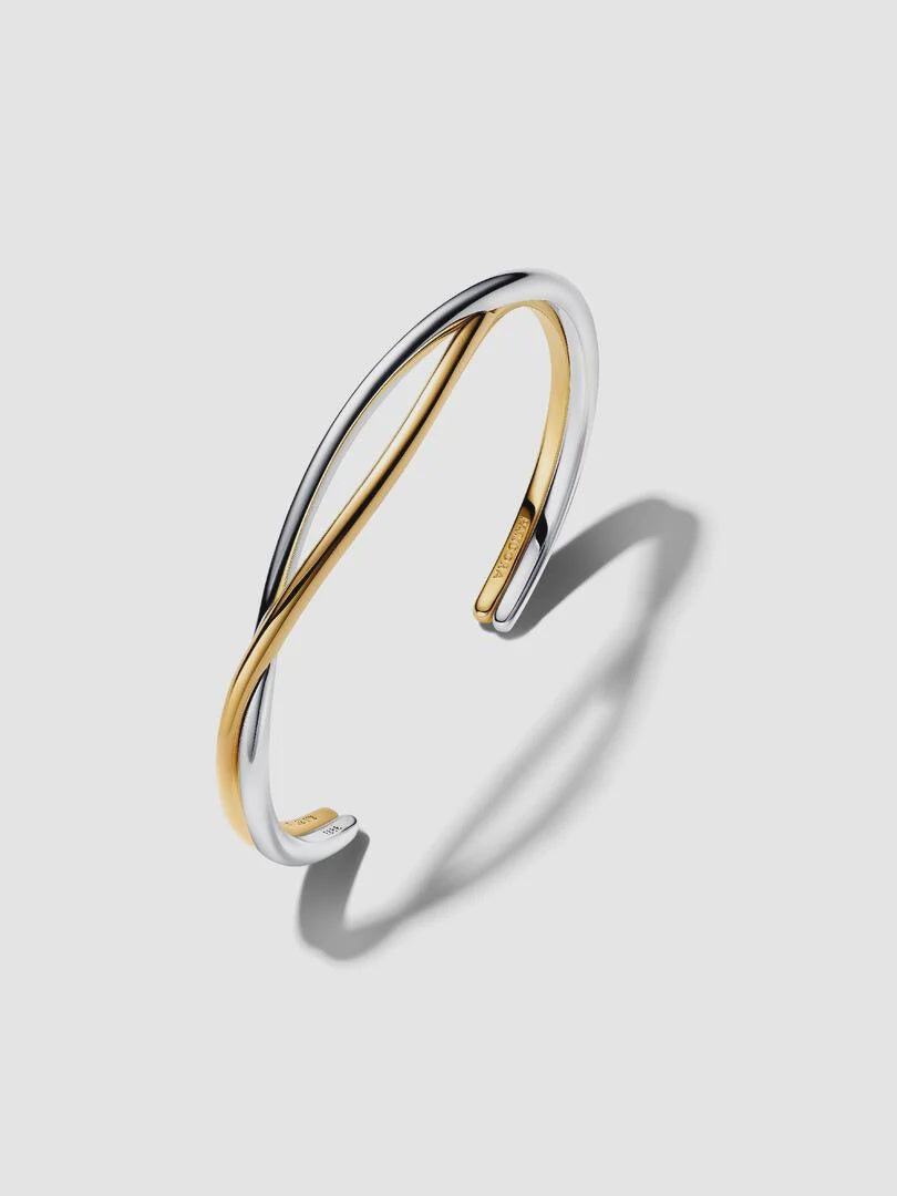 PANDORA Entwined Two-Tone Open Bangle Sterling silver, 14k gold plating 564656C00