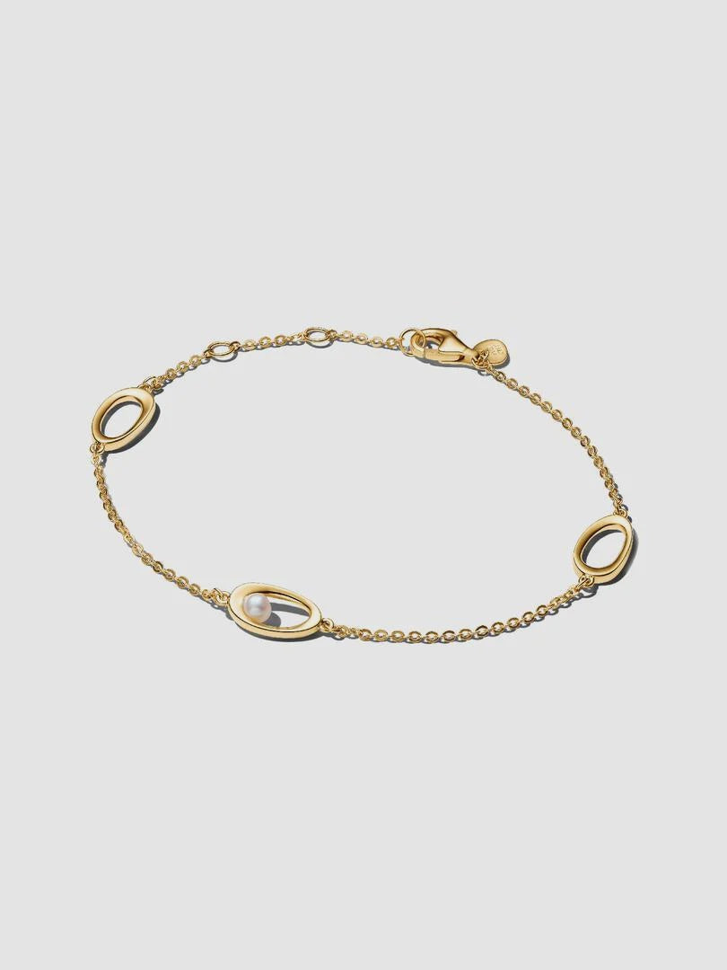 PANDORA Organically Shaped Oval & Treated Freshwater Cultured Pearl Bracelet 14k gold plating 564677C01