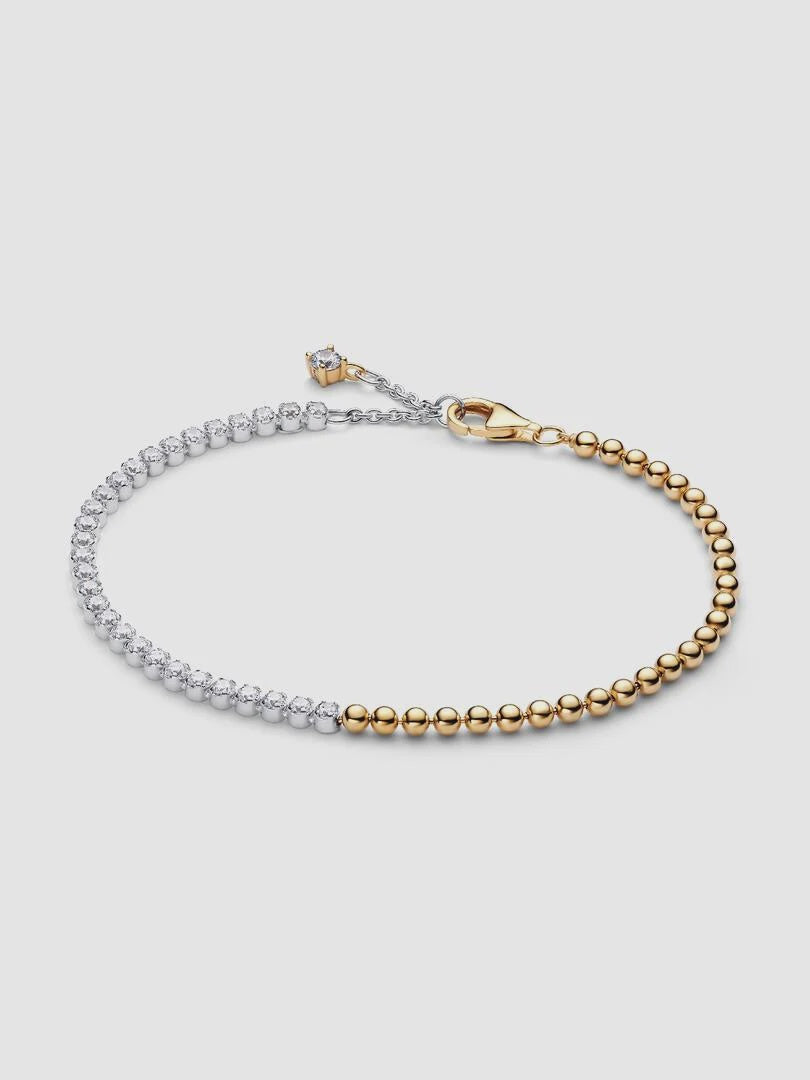 PANDORA Beads & Tennis Bracelet Sterling silver, 14k gold plating 564820C01