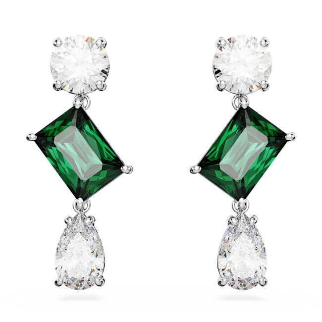 Swarovski Mesmera Trio Green & Clear Drop Earrings 5665878