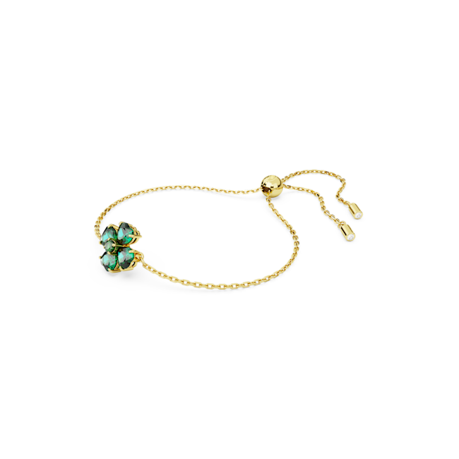Swarovski Idyllia bracelet, Mixed cuts, Clover, Green, Gold-tone plated 5666585
