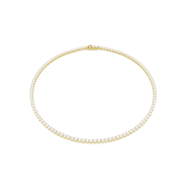 Swarovski Matrix Tennis necklace, Round cut, White, Gold-tone plated 5681795