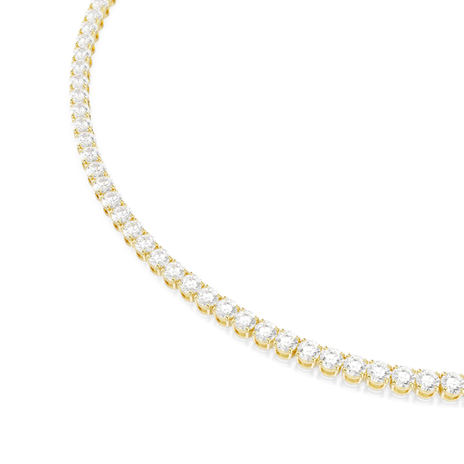Swarovski Matrix Tennis necklace, Round cut, White, Gold-tone plated 5681795