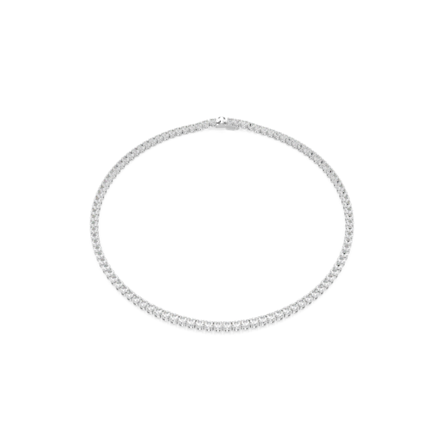 Swarovski Matrix Tennis necklace, Round cut, White, Rhodium plated 5681796