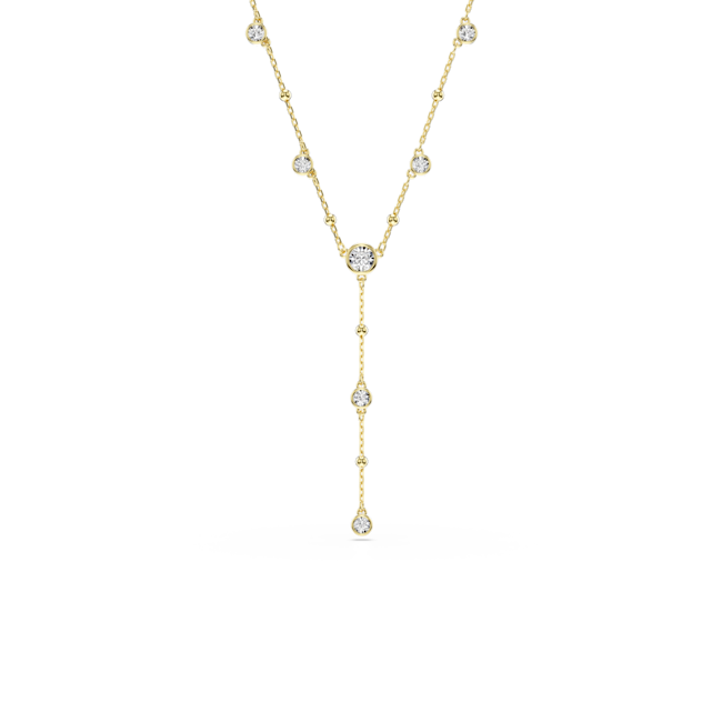 Swarovski Imber Y necklace, Round cut, White, Gold-tone plated 5684510