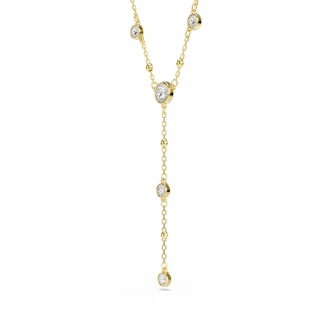 Swarovski Imber Y necklace, Round cut, White, Gold-tone plated 5684510