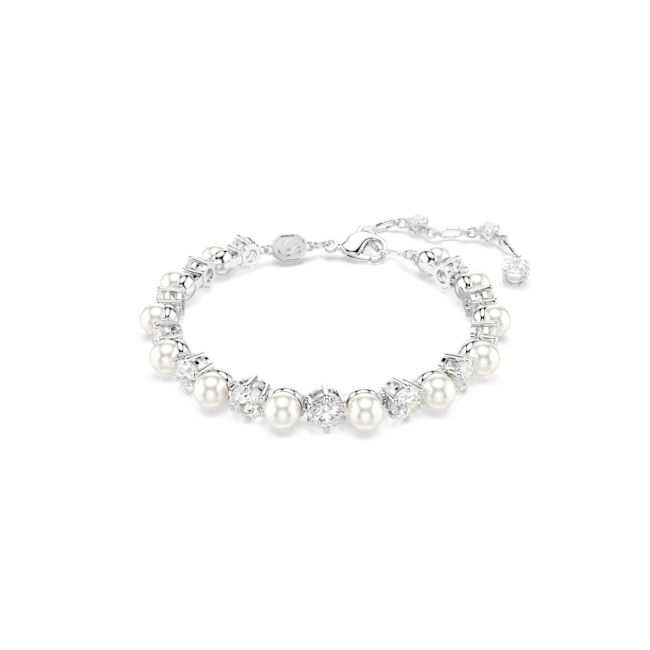 Swarovski Matrix Silver Tone CZ & Pearl Bracelet 5689625