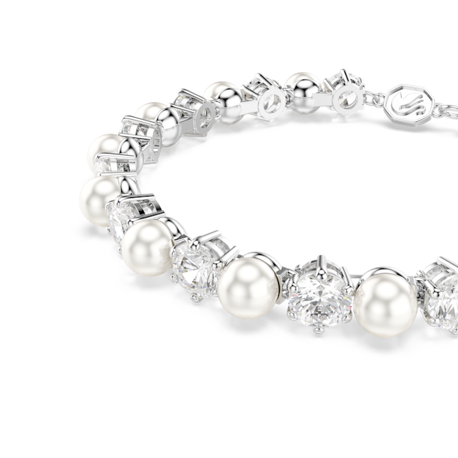 Swarovski Matrix Silver Tone CZ & Pearl Bracelet 5689625