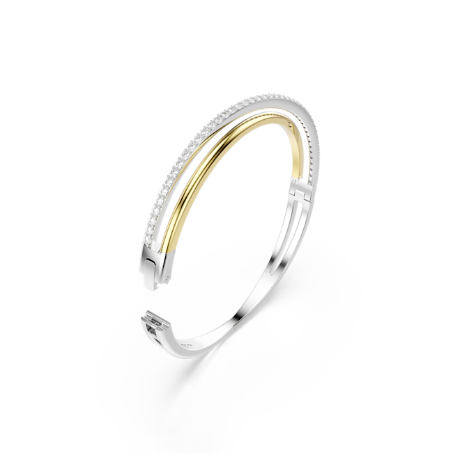 Swarovski Hyperbola bangle, Round cut, White, Mixed metal finish 5689720