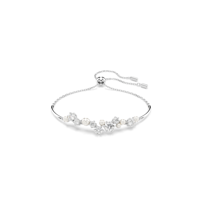 Swarovski Constella bangle, Crystal pearl, Round cuts, White, Rhodium plated 5705618