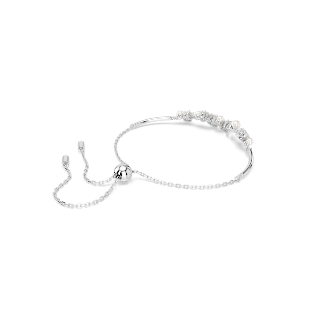 Swarovski Constella bangle, Crystal pearl, Round cuts, White, Rhodium plated 5705618
