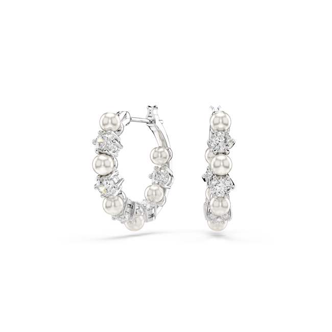 Swarovski Matrix Hoop Earrigns with Pearl & CZ 5709256