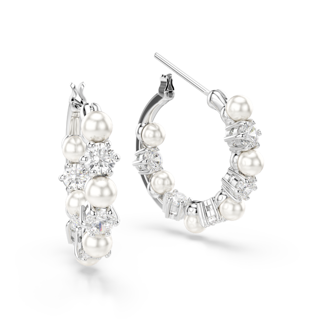 Swarovski Matrix Hoop Earrigns with Pearl & CZ 5709256