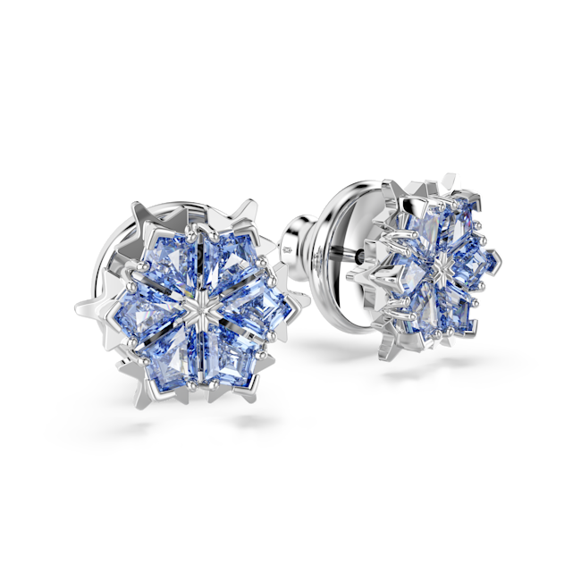 Swarovski SIlver Tone Blue Snowflake Earrings 5734242