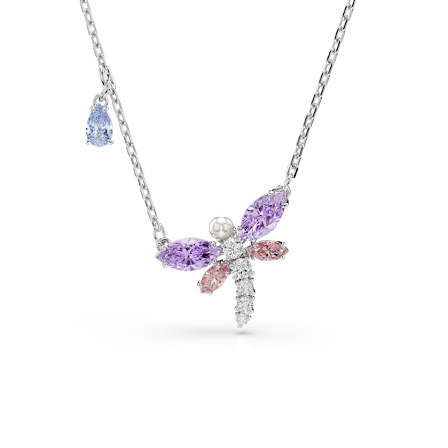 Swarovski Ariana Grande x Swarovski pendant, Mixed cuts, Dragonfly, Multicolored, Rhodium plated 5737383