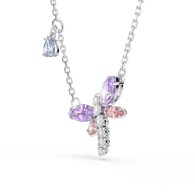 Swarovski Ariana Grande x Swarovski pendant, Mixed cuts, Dragonfly, Multicolored, Rhodium plated 5737383