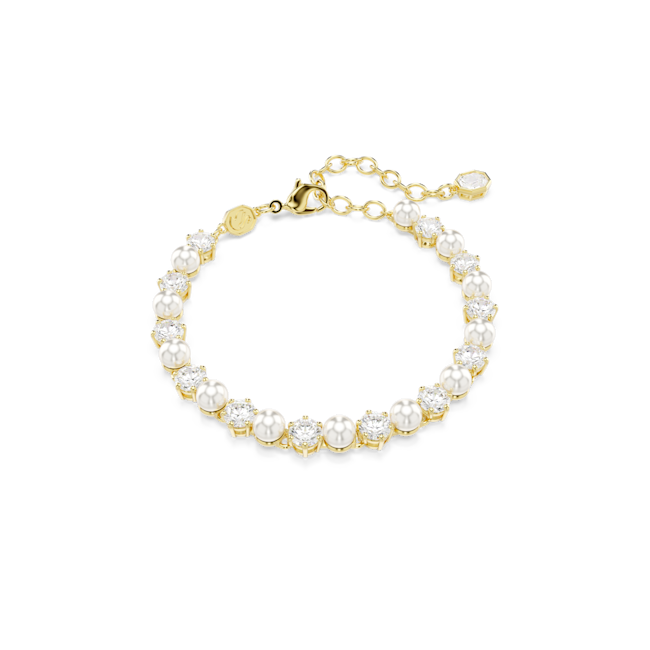 SWAROVSKI Matrix Tennis bracelet Crystal pearl 18K gold finish 5742026