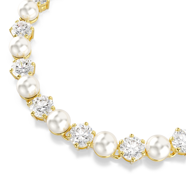 SWAROVSKI Matrix Tennis bracelet Crystal pearl 18K gold finish 5742026