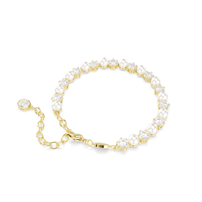 SWAROVSKI Matrix Tennis bracelet Crystal pearl 18K gold finish 5742026