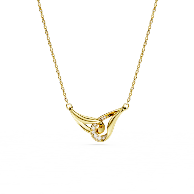 SWAROVSKI Swarovski Classica pendant, Round cut, Interlocking, White, Sterling silver, 18K gold finish 5745560