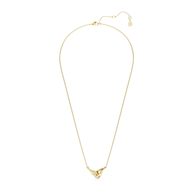 SWAROVSKI Swarovski Classica pendant, Round cut, Interlocking, White, Sterling silver, 18K gold finish 5745560