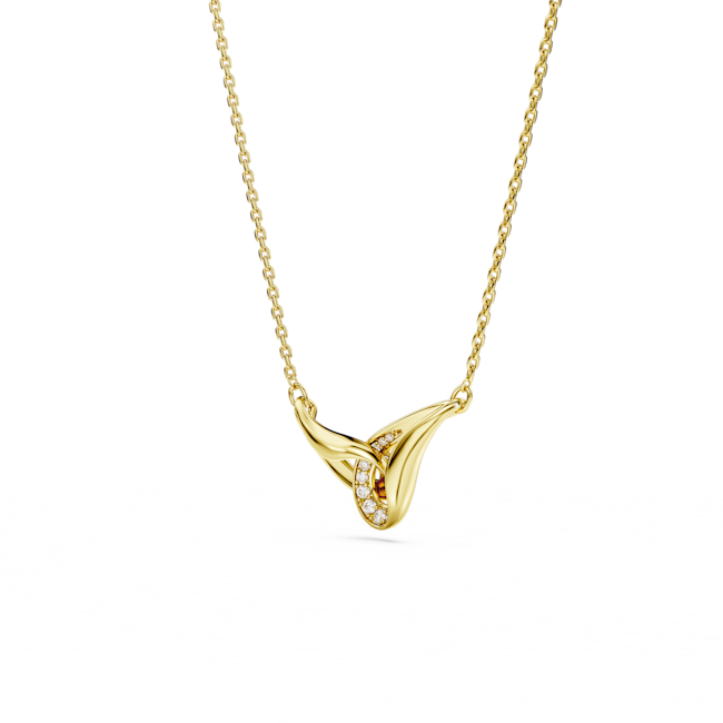 SWAROVSKI Swarovski Classica pendant, Round cut, Interlocking, White, Sterling silver, 18K gold finish 5745560
