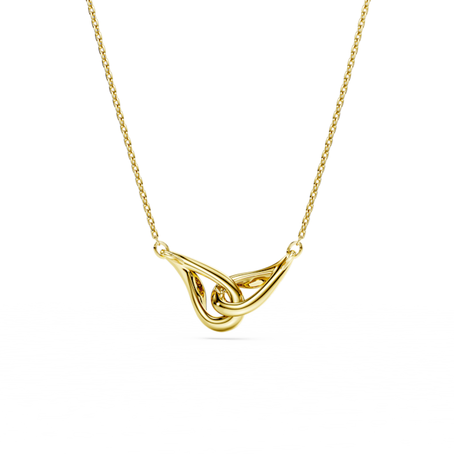 SWAROVSKI Swarovski Classica pendant, Round cut, Interlocking, White, Sterling silver, 18K gold finish 5745560