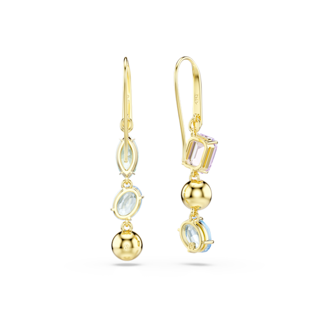 Swarovski Gema drop earrings Asymmetrical design, Mixed cuts, Multicoloured, Gold-tone plated 5747917