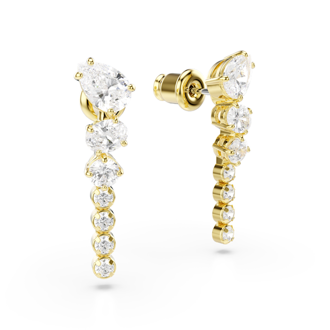 SWAROVSKI Mesmera drop earrings, Mixed cuts, White, 18K gold finish 5747936