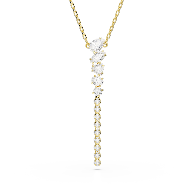 SWAROVSKI Mesmera Y necklace, Mixed cuts, White, 18K gold finish 5747997
