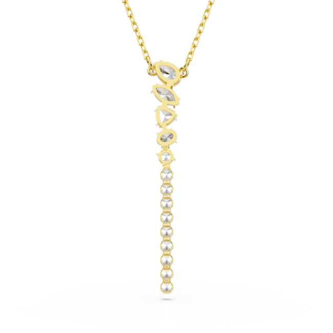 SWAROVSKI Mesmera Y necklace, Mixed cuts, White, 18K gold finish 5747997