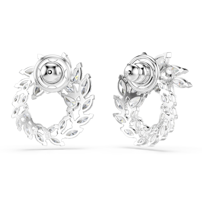 SWAROVSKI Mesmera hoop earrings, Marquise cut, White, Rhodium plated 5748008