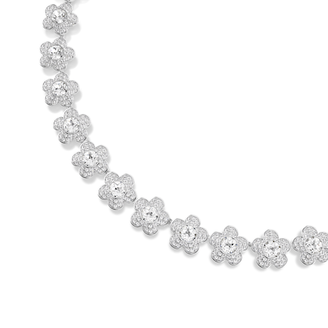 Swarovski Ariana Grande x Swarovski necklace, Round cut, Flower, White, Rhodium plated 5749179