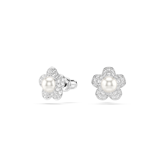 Swarovski Ariana Grande x Swarovski set, Crystal pearl, Round cut, Flower, White, Rhodium plated 5749180