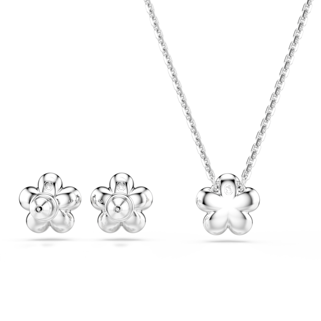 Swarovski Ariana Grande x Swarovski set, Crystal pearl, Round cut, Flower, White, Rhodium plated 5749180