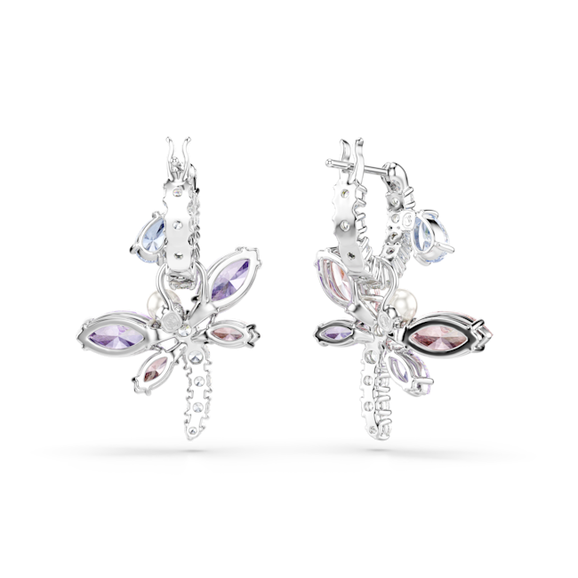 Swarovski Ariana Grande x Swarovski drop earrings, Mixed cuts, Dragonfly, Multicolored, Rhodium plated 5749185