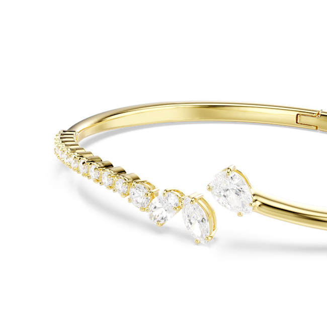 SWAROVSKI Mesmera bangle, Mixed cuts, White, 18K gold finish 5750440