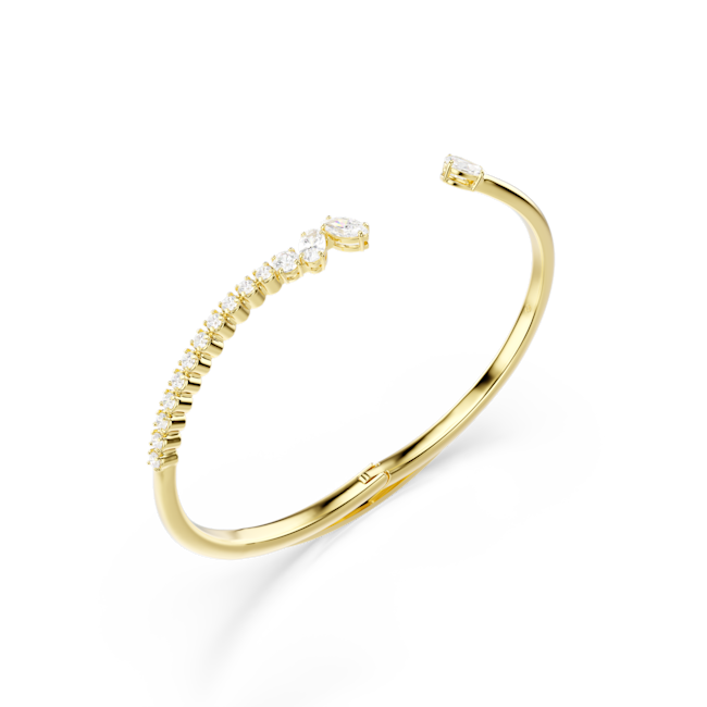 SWAROVSKI Mesmera bangle, Mixed cuts, White, 18K gold finish 5750440