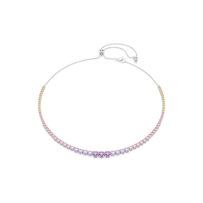 Swarovski Matrix Tennis necklace Gradient of round cuts, Multicoloured, Rhodium plated 5751196