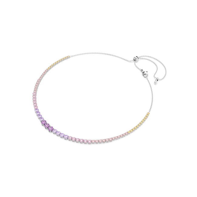 Swarovski Matrix Tennis necklace Gradient of round cuts, Multicoloured, Rhodium plated 5751196