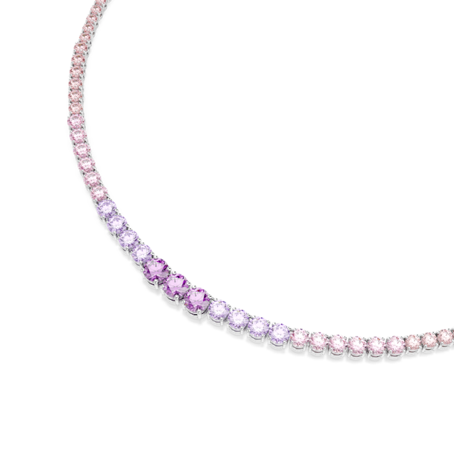 Swarovski Matrix Tennis necklace Gradient of round cuts, Multicoloured, Rhodium plated 5751196