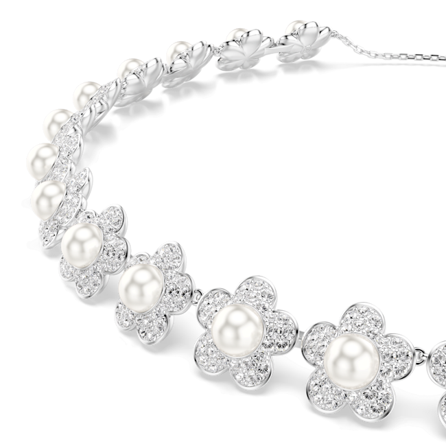 Swarovski Ariana Grande x Swarovski choker, Crystal pearl, Round cut, White, Rhodium plated 5751250