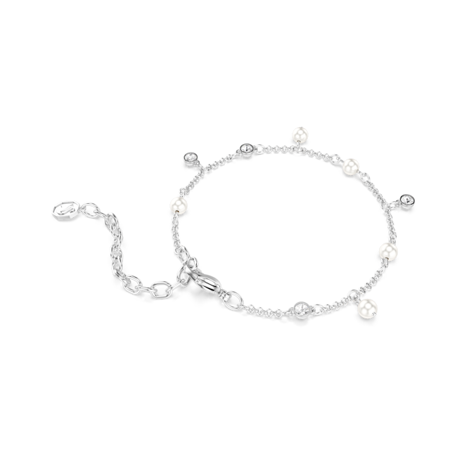 SWAROVSKI Imber bracelet, Crystal pearl, Round cut, White, Rhodium plated 5754242