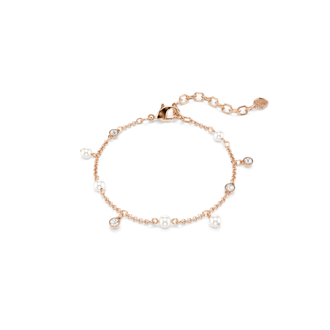 SWAROVSKI Imber bracelet, Crystal pearl, Round cut, White, 18K rose gold finish 5754243