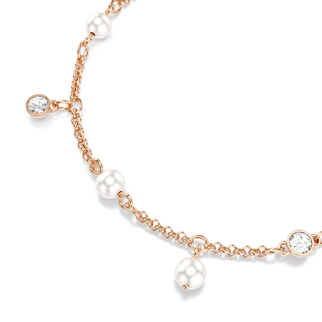 SWAROVSKI Imber bracelet, Crystal pearl, Round cut, White, 18K rose gold finish 5754243