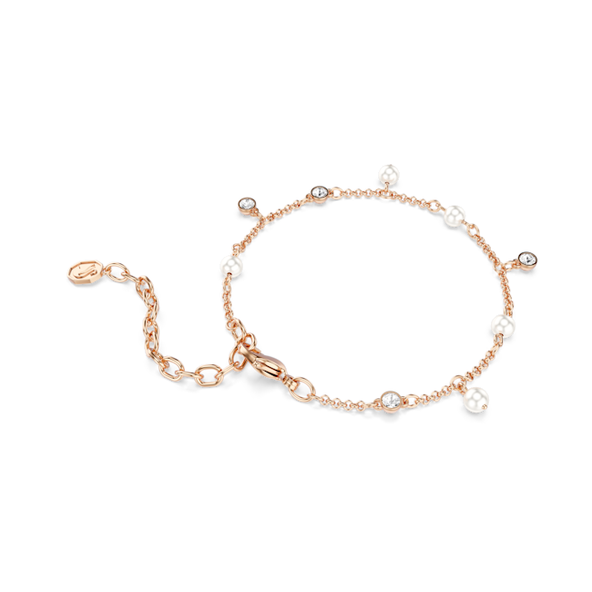 SWAROVSKI Imber bracelet, Crystal pearl, Round cut, White, 18K rose gold finish 5754243