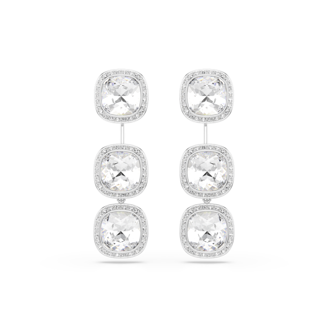 SWAROVSKI Una Angelic earrings, Cushion cut, White, Rhodium plated 5754342
