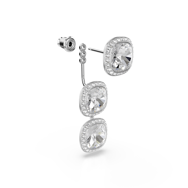 SWAROVSKI Una Angelic earrings, Cushion cut, White, Rhodium plated 5754342