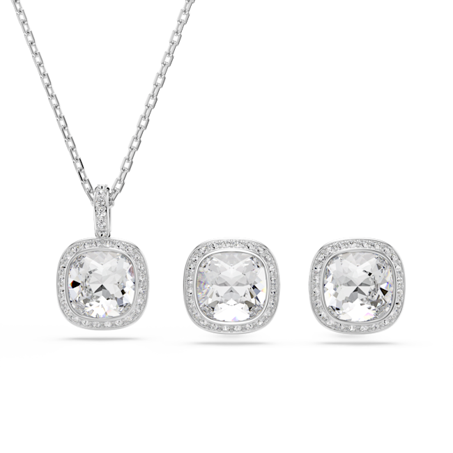 SWAROVSKI Una Angelic set, Cushion cut, White, Rhodium plated 5754343