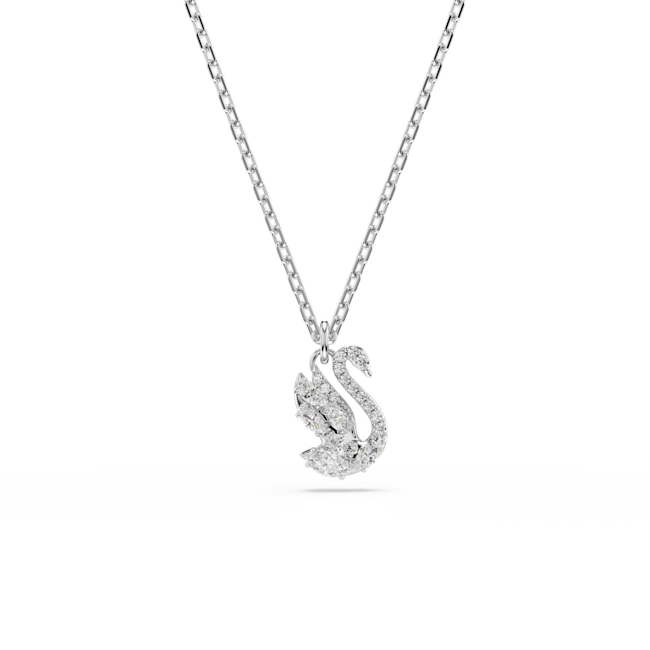 SWAROVSKI Swan pendant, Mixed cuts, Swan, White, Rhodium plated 5754347